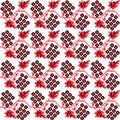 Embroidered folk style ukrainian viburnum seamless pattern red black on white design element stock vector illustration